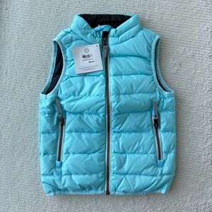 NWT Hanna Andersson Superlight Girls Down Vest 90 US 3Y Zip Pockets Teal